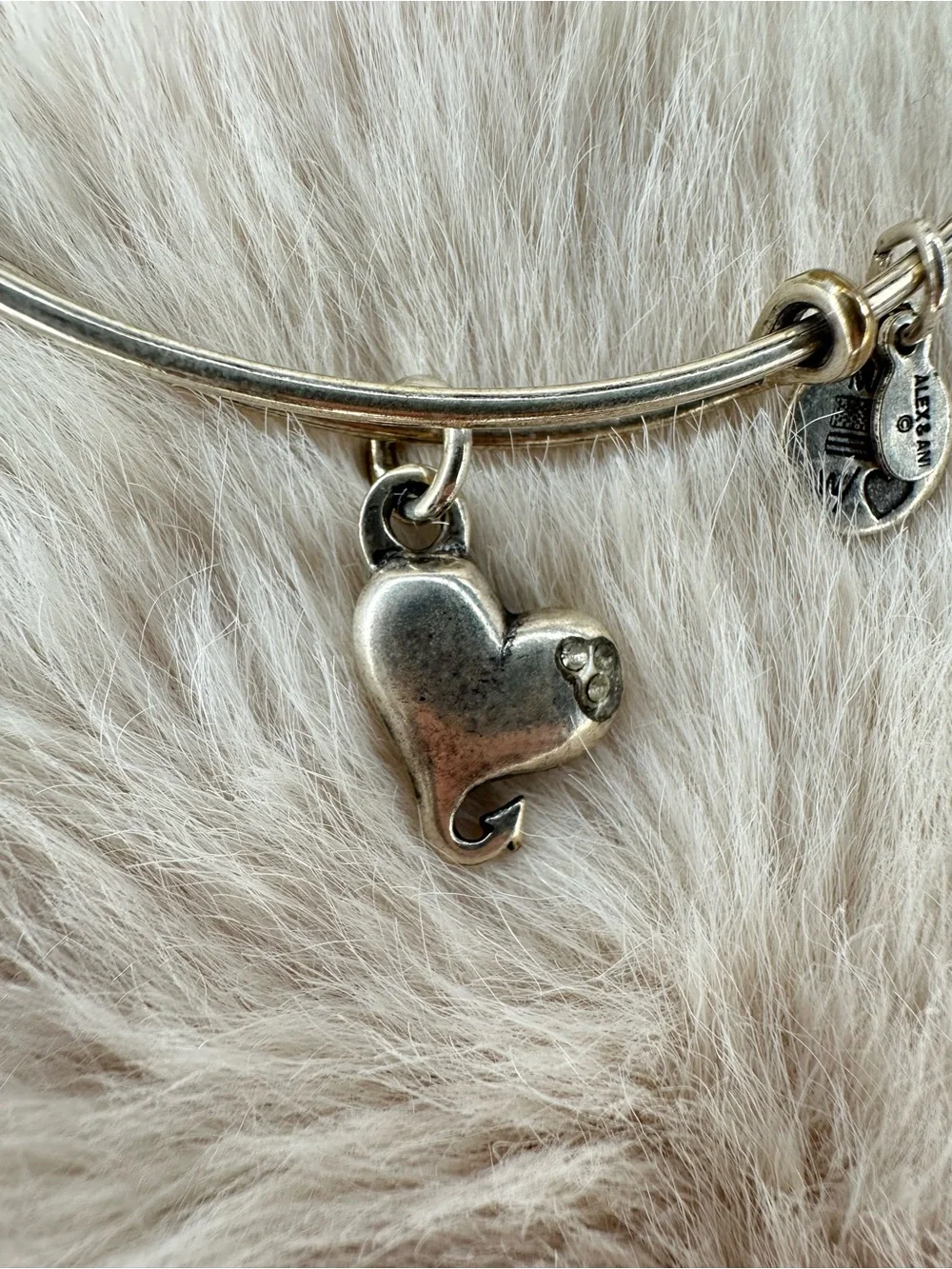Alex & Ani Silver Heart 3 stud Charm  Bracelet - Picture 2 of 16